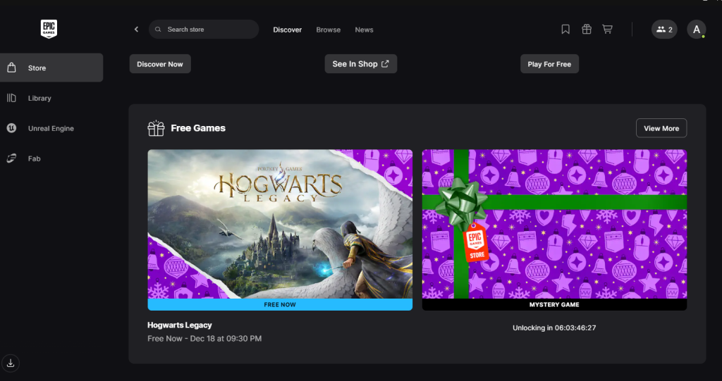 Epic Games Holiday 2025 offering