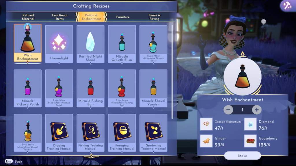 Crafting wish enchantment in disney dreamlight valley