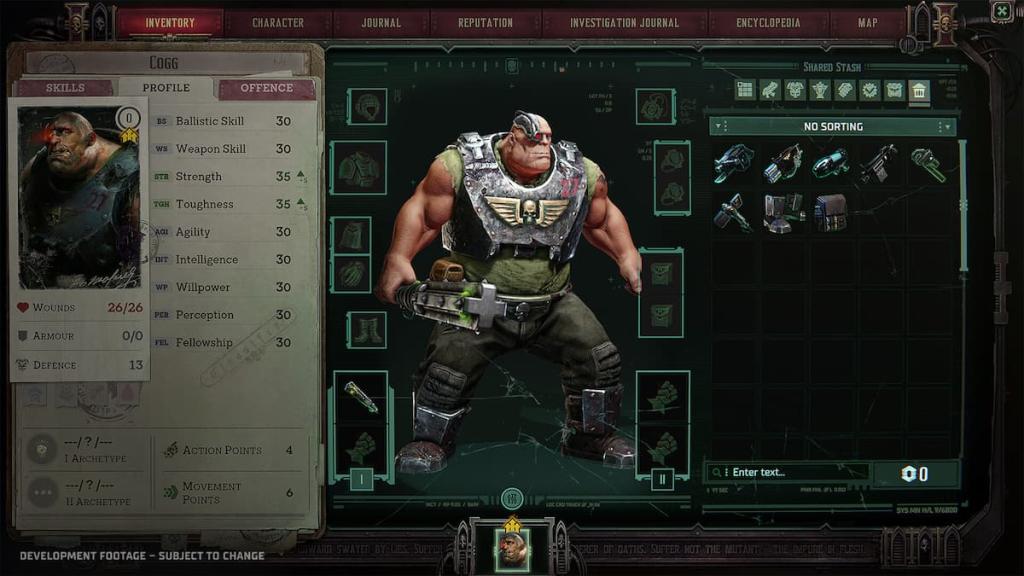 An Ogryn customization screen in Warhammer 40,000: Dark Heresy. 