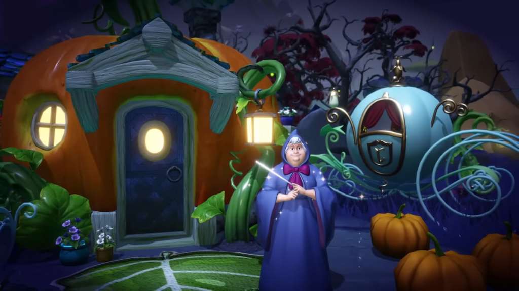 Fairy godmother by pumpkin house in disney dreamlight valley