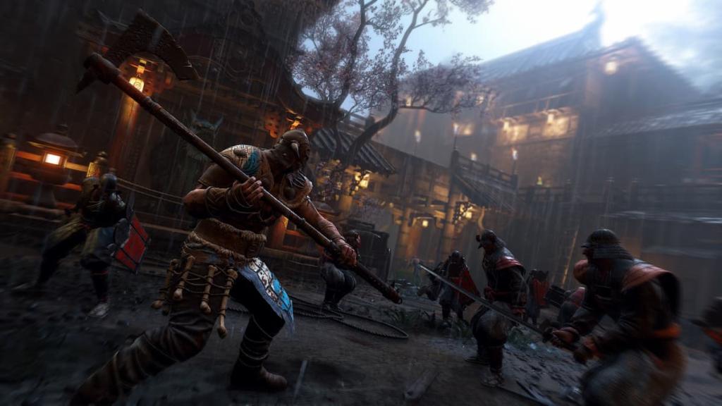 A Raider fighting against smaller enemies in For Honor. 