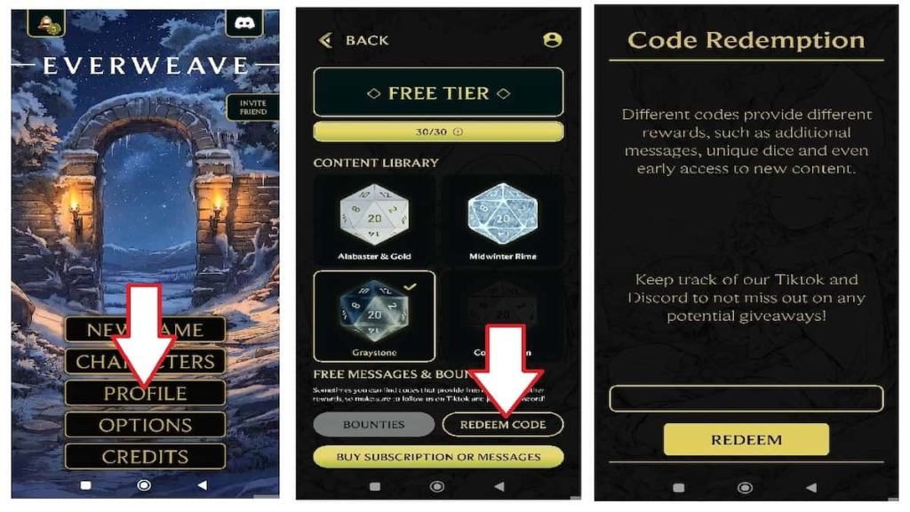 How to redeem Everweave codes.