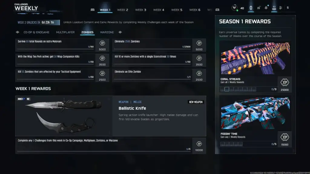 BO7 week one challenges season one