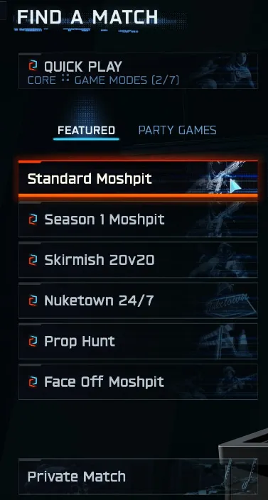 BO7 find a match menu
