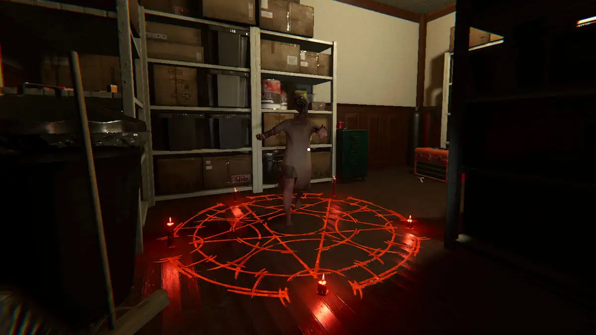 A small female child ghost running in a summoning circle in phasmophobia