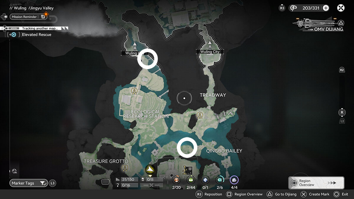 The locations of two Template Crates in Endfield.