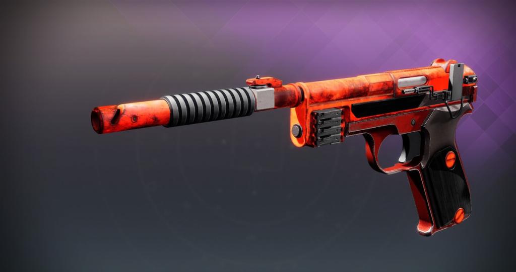 The Compact Defender sidearm with the red glow of Renegades tier five items.