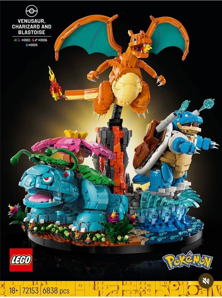 Conjunto LEGO Venusaur, Charizard e Blastoise