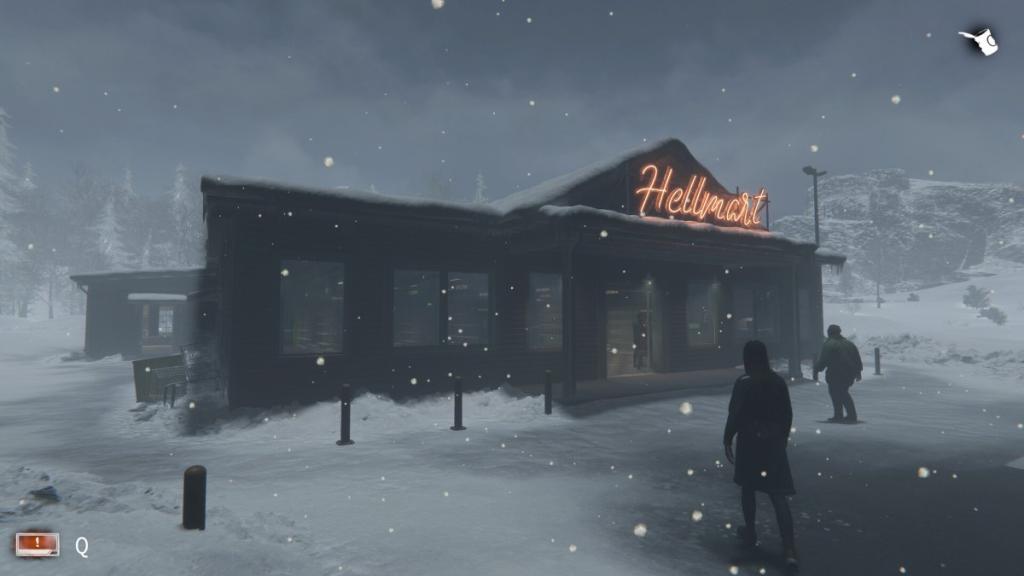 The storefront of Hellmart in the snow