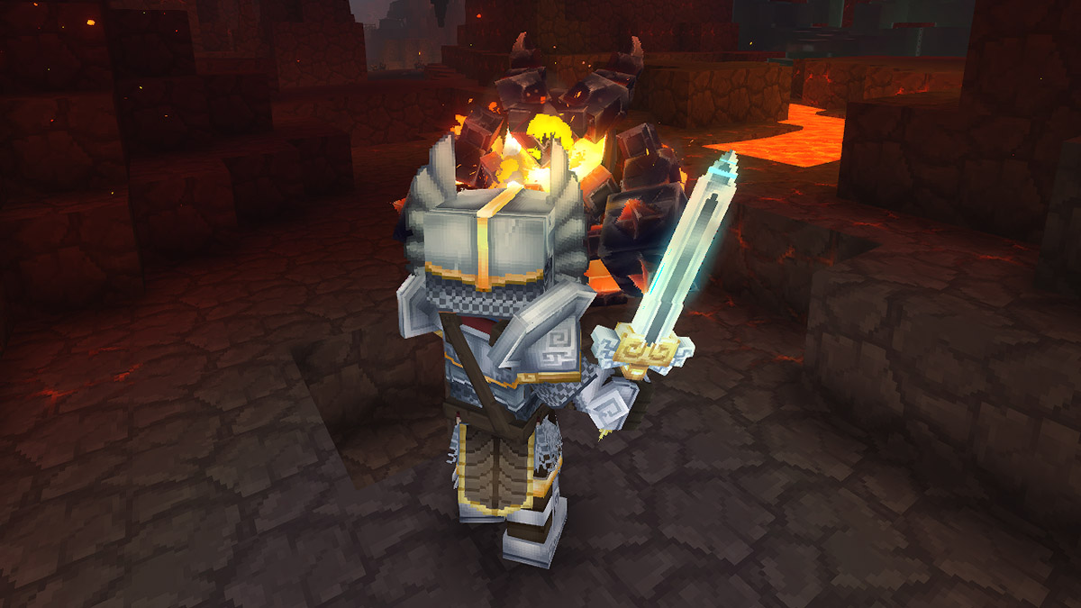 The player fights with their Mithril Sword in Hytale.