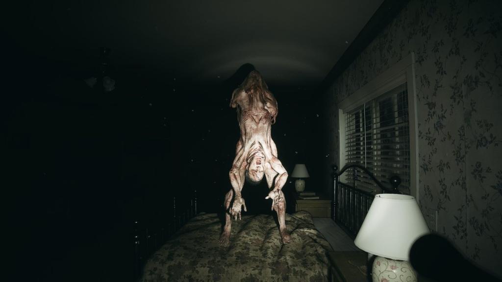 Image of the strange entity whose head and arms start at the groin, with a torso and shoulders stretching out above it