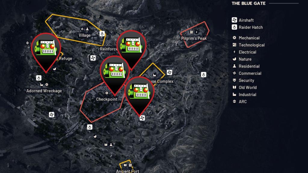 Bombardier locations on Blue Gate