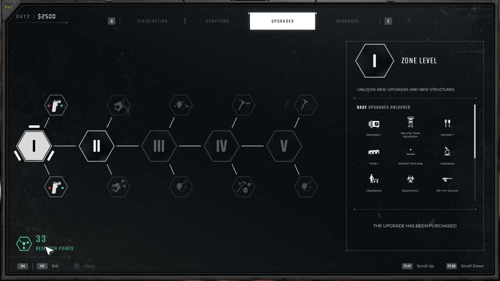 upgrades in Quarantine Zone