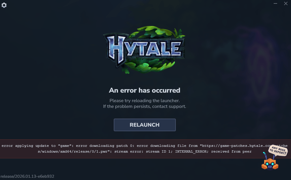 Hytale download failed error