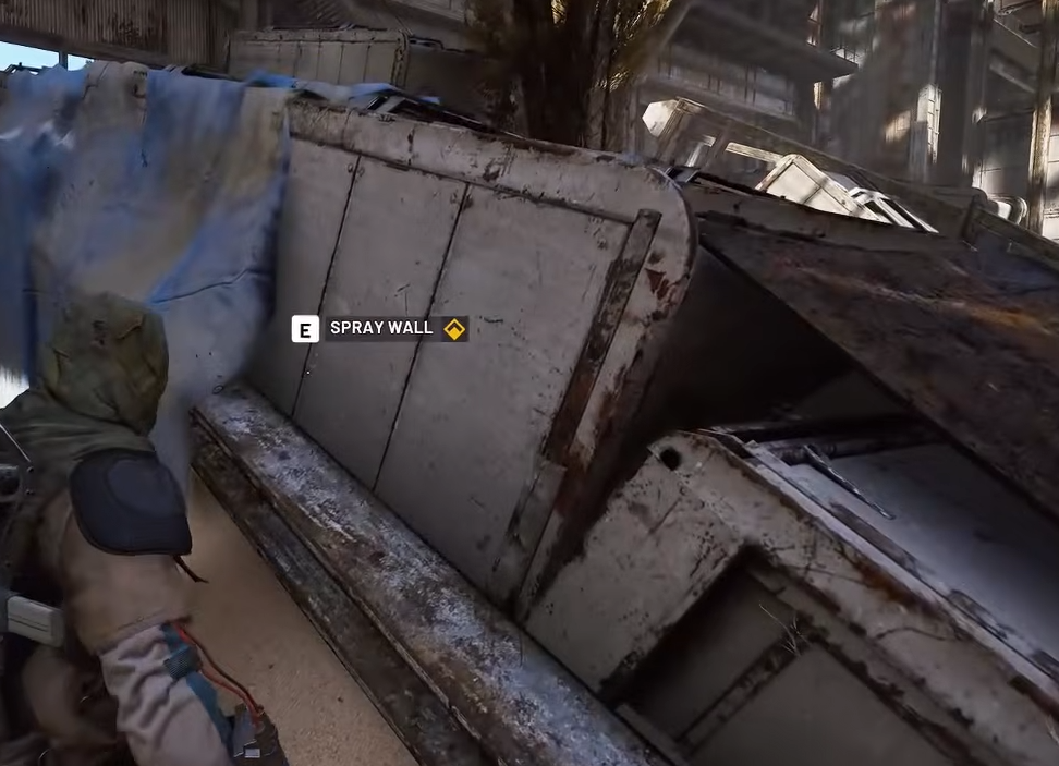 Wall covered in tarp