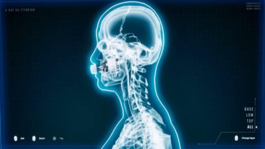 Pill bottle in the mouth, visible on the All layer X-Ray screen in The Last Check