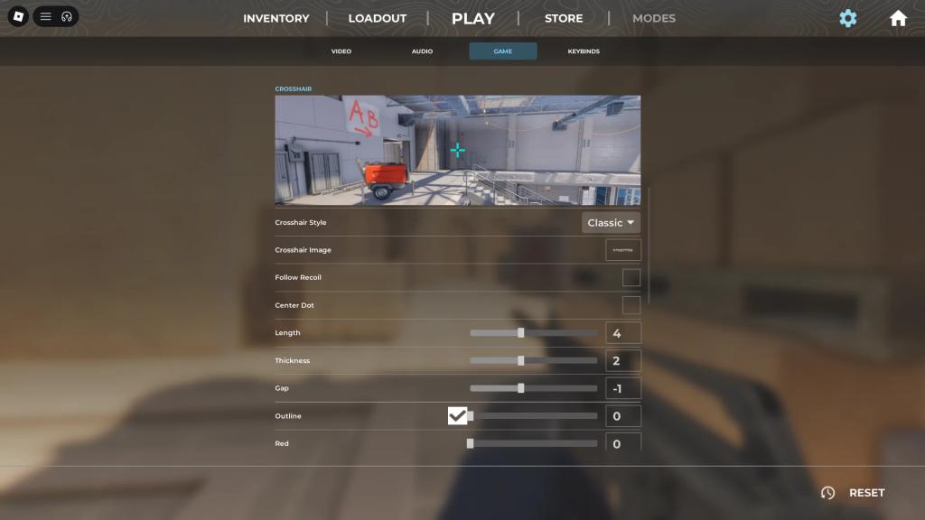Best crosshair settings in BloxStrike Roblox experience.