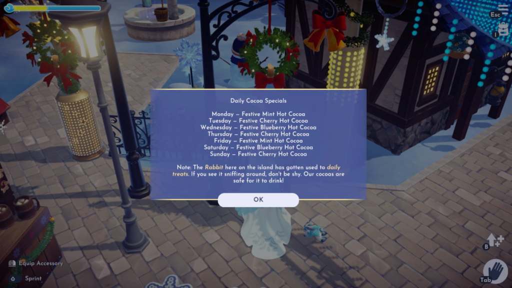 The daily cocoa schedule in disney dreamlight valley