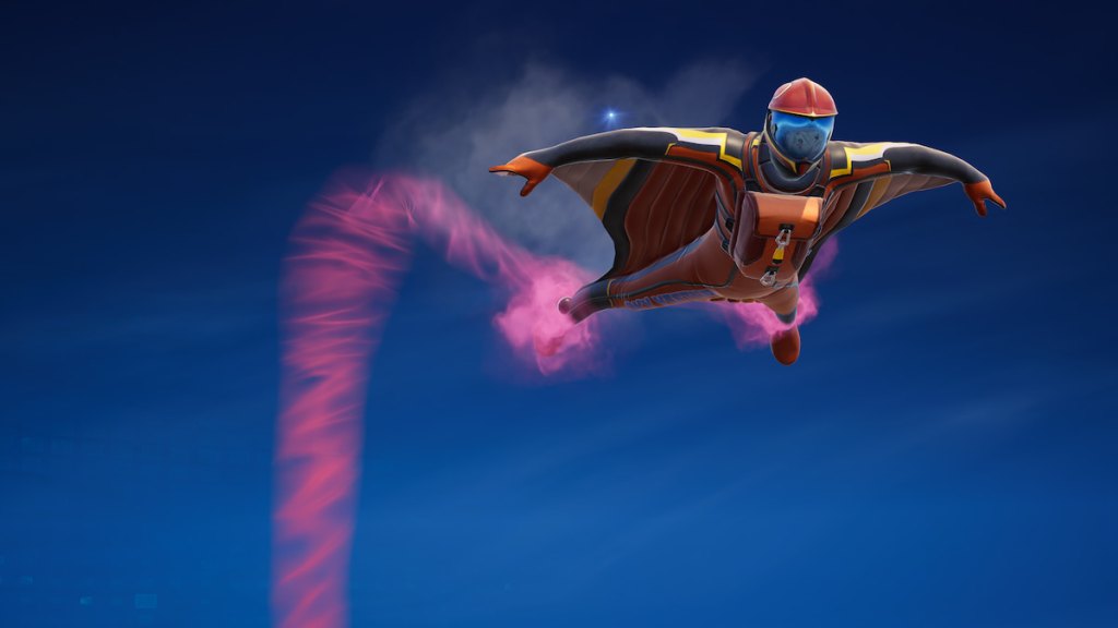 Flying with wingsuit in fortnite