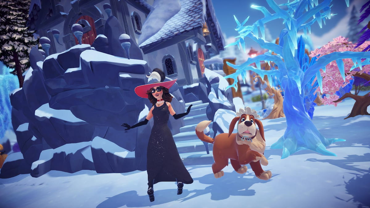 Standing in front of frosty fortress in disney dreamlight valley