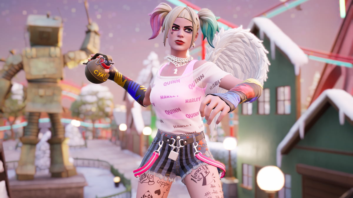 Harley Quinn holding a grenade in fortnite