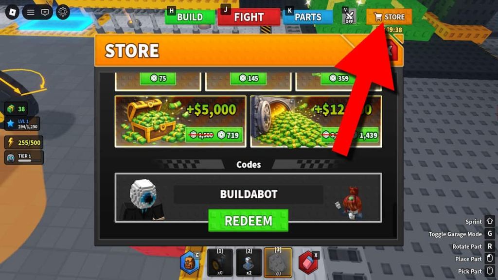 How to redeem codes in Build a Bot and Fight. 
