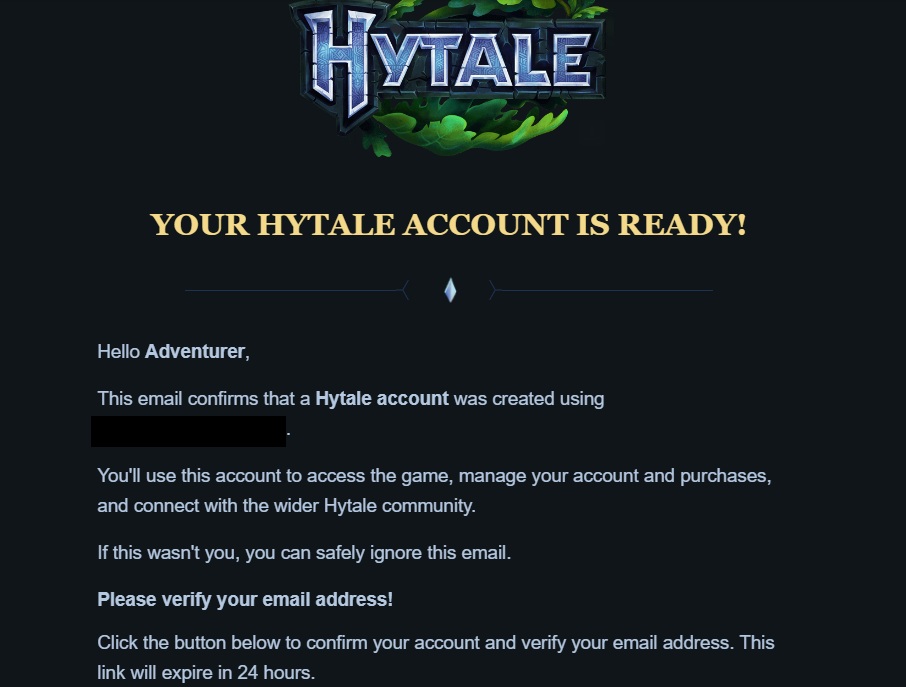 Hytale email verification