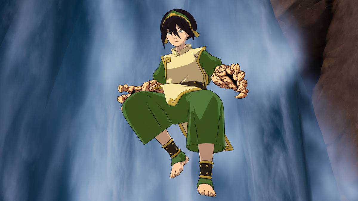 Toph jumping down waterfall in fortnite