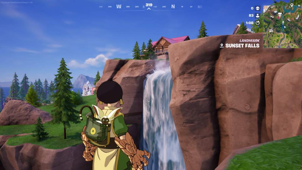 Looking at sunset falls waterfall in fortnite