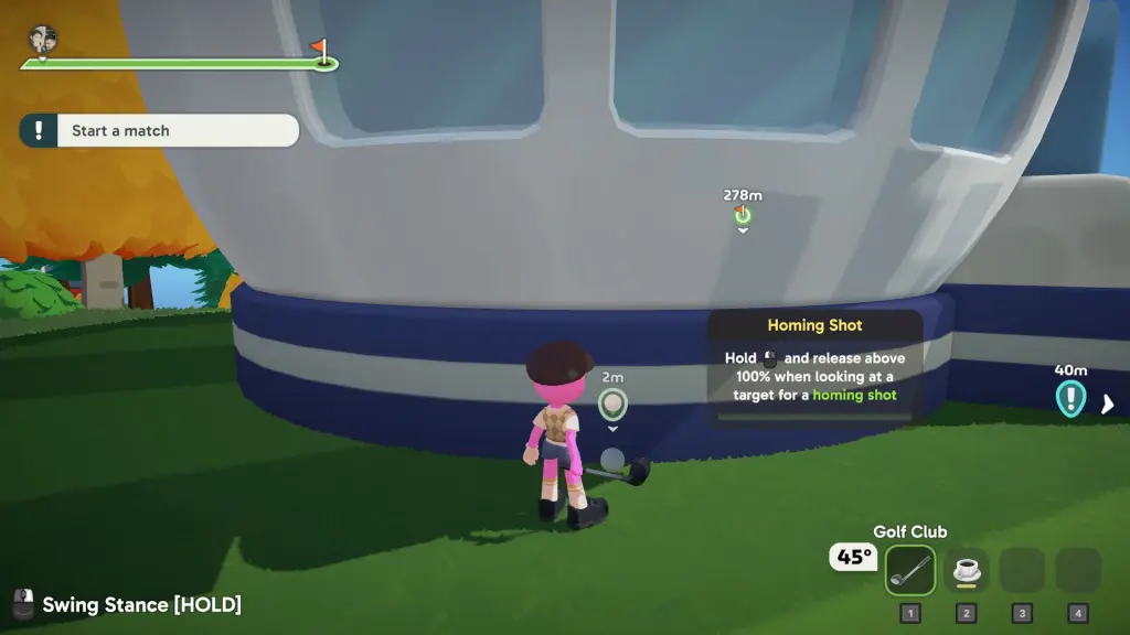 Hitting the ball against the wall in Super Battle Golf