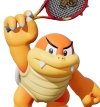 An orange turtle creature with fangs from Mario tennis Fever. This is Boom Boom