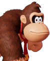 Donkey Kong, a brown gorilla wearing a red tie with the DK letters.
