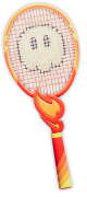 The Flame Racket from Mario Tennis Fever, showing a red and yellow tennis racket.