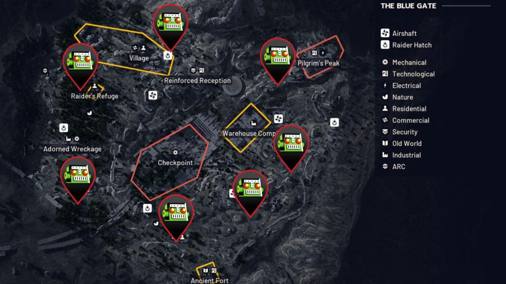 Possible First Wave Raider Cache locations in ARC Raiders