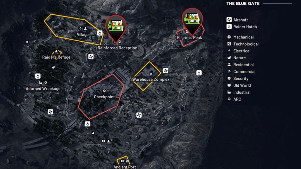 Sensors locations on Blue Gate