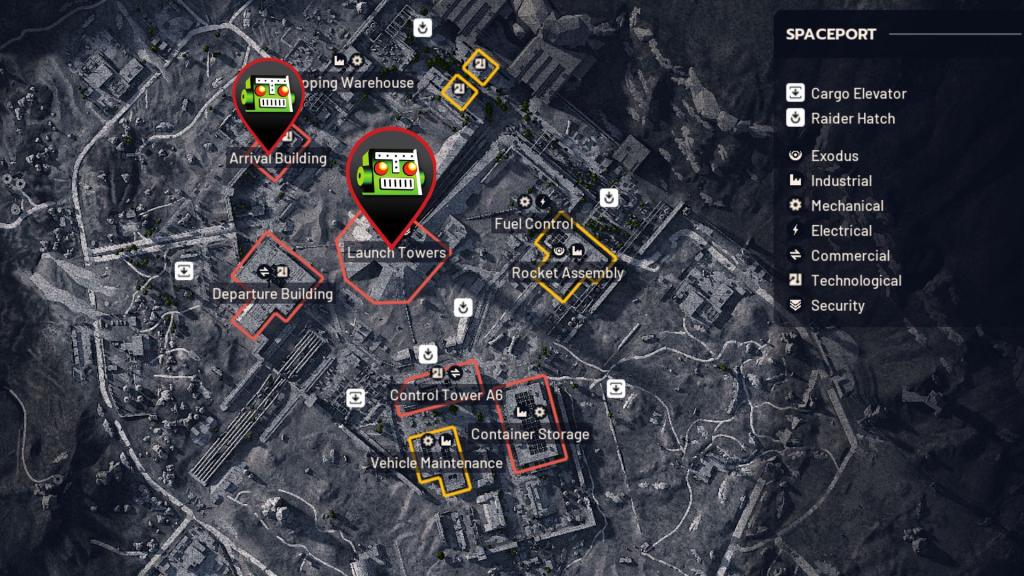 Sensors locations in Spaceport