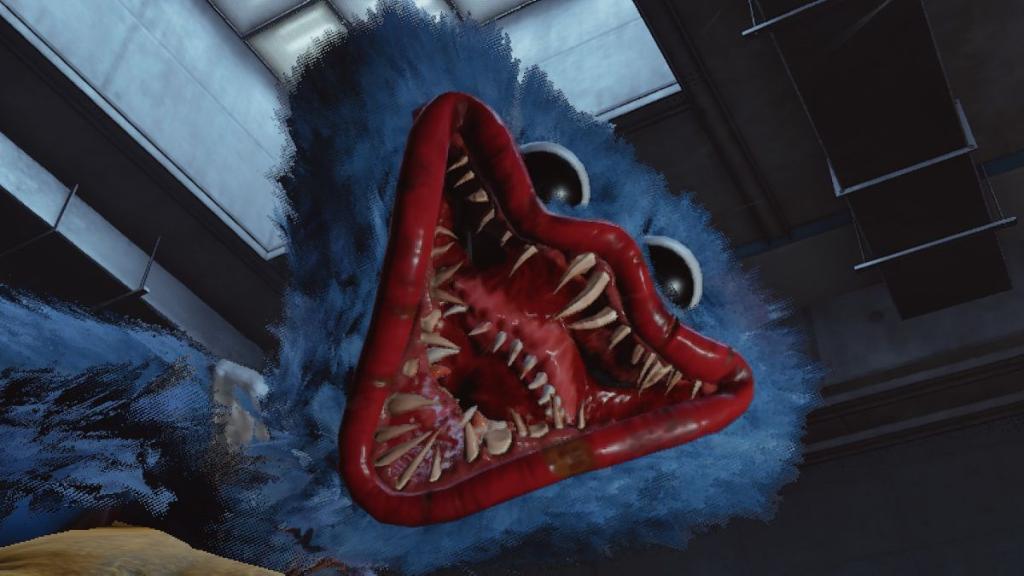 Huggy Wuggy jumpscare close up in Poppy Playtime Chapter 5