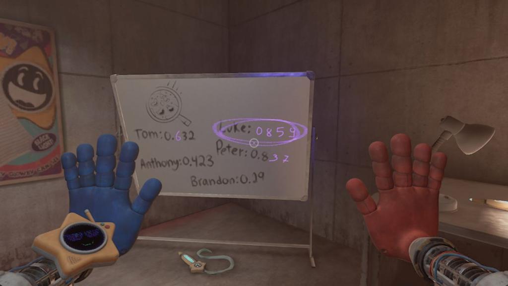 Using UV on whiteboard to highlight the correct code to unlock Pressure Hand