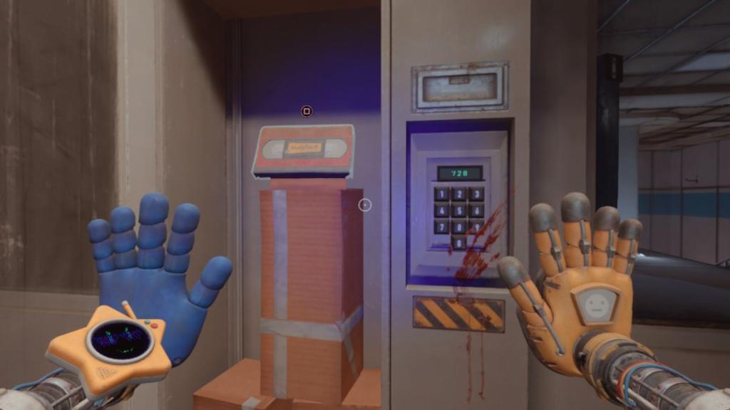 Inputting 728 on keypad in surgery room to get the red tape