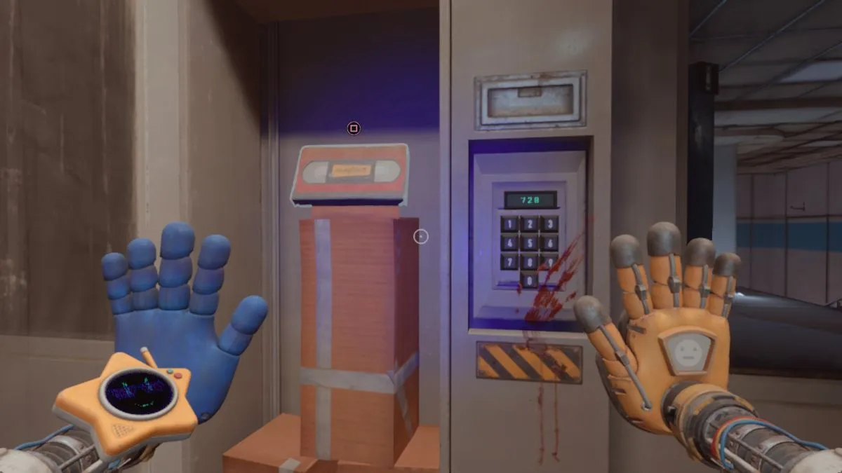 Inputting 728 on keypad in surgery room to get the red tape