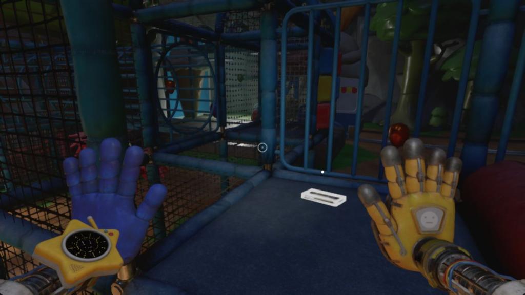 Yellow tape on plastic climbing frame