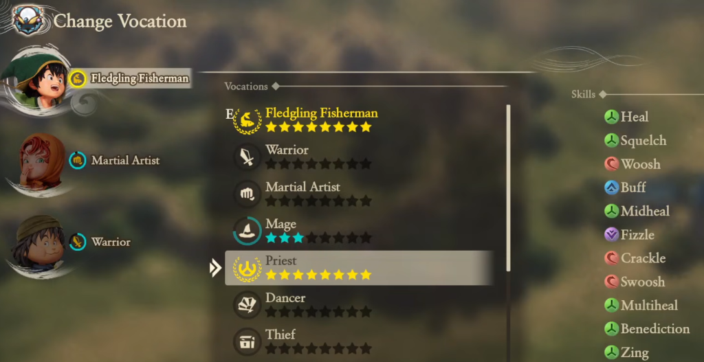 Vocations in Dragon Quest 7 Reimagined