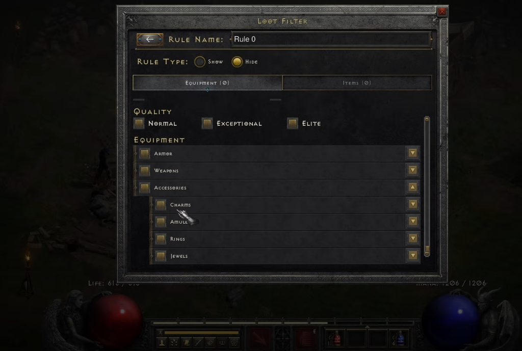 Loot Filter in Diablo 2 Resurrected