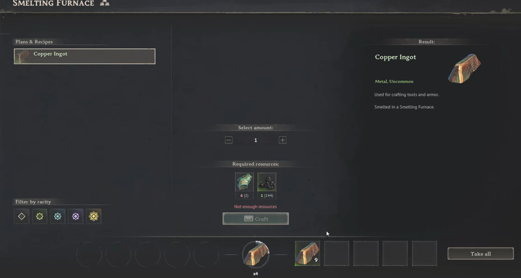 Copper Ingot production in Windrose