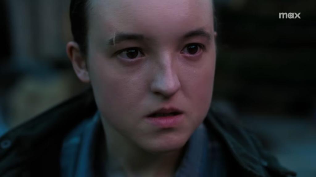 Close up of angry Ellie in TLOU show