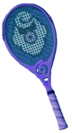 A purple racket with a white tornado icon in the middle