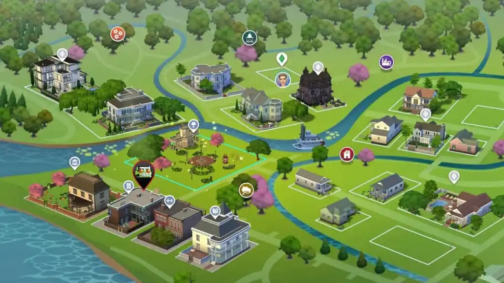 Blue velvet club map location marked in the sims 4