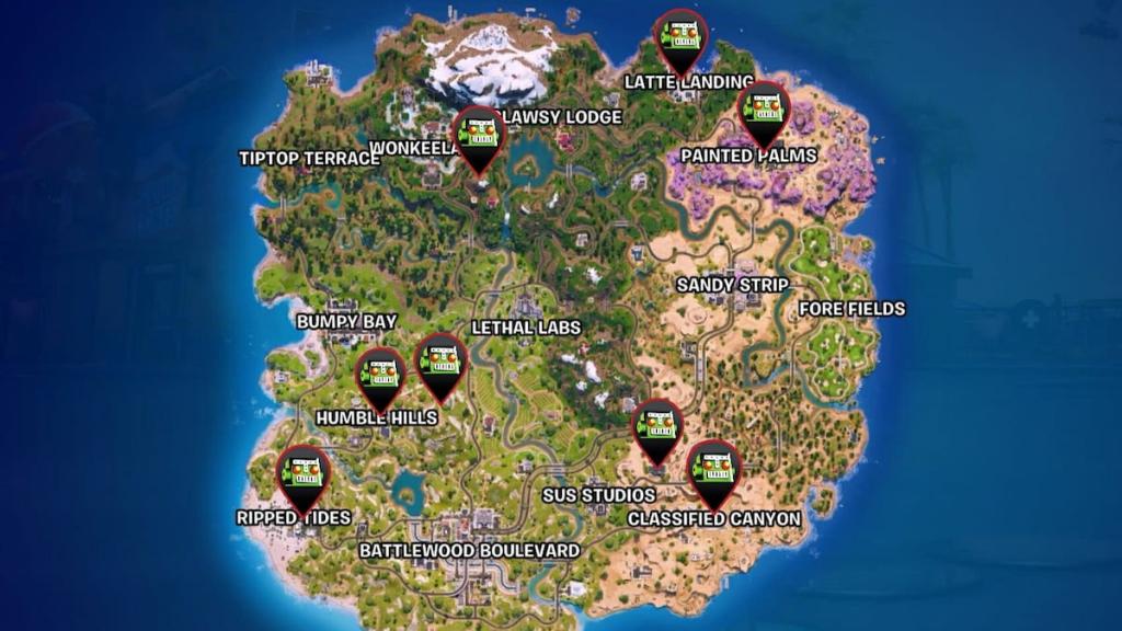 Boss spawn locations on map in fortnite