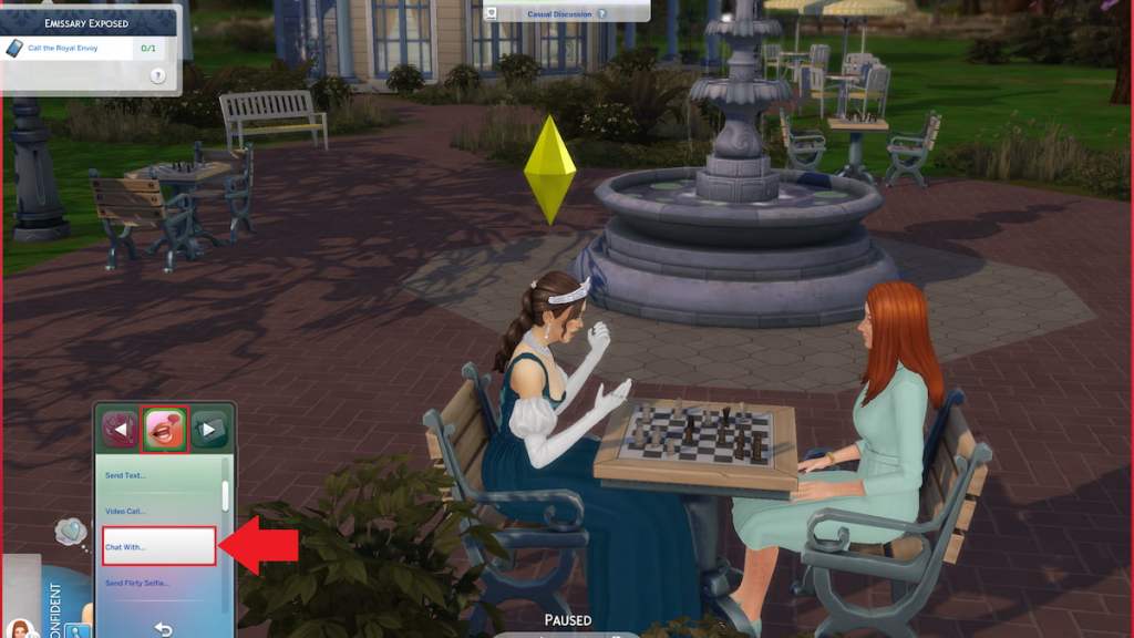 Chat with... option marked on sims phone in the sims 4