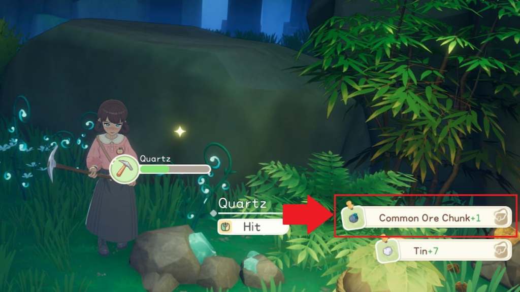 Obtaining common ore chunk while mining marked in starsand island